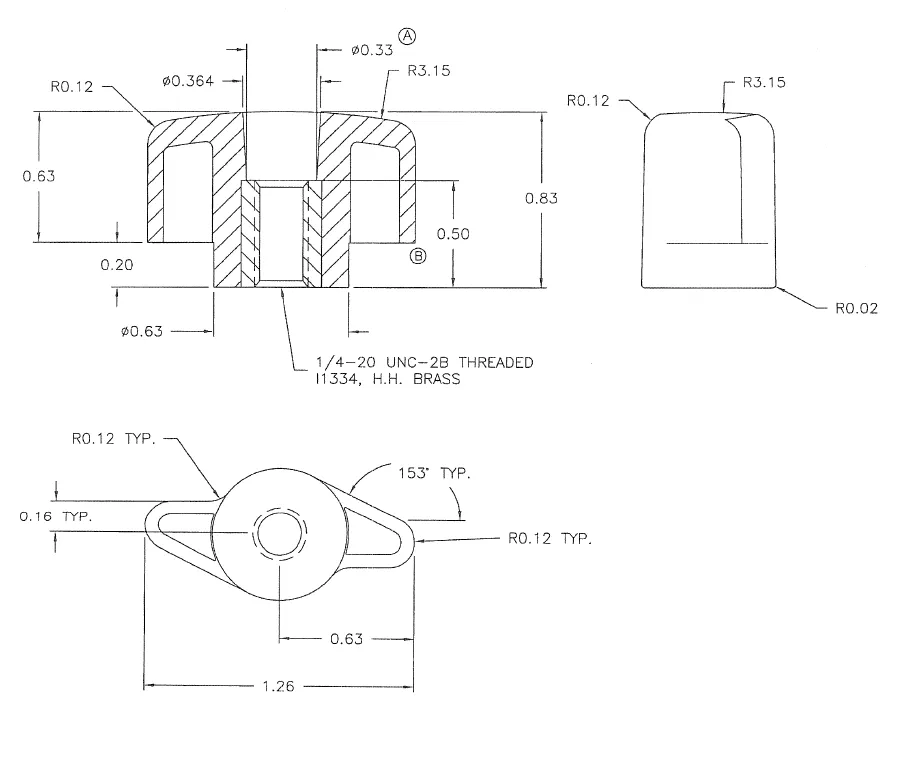Adjustment Knobs #0310 Dimension
