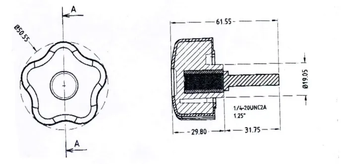 Lobe Knobs #189 Dimension