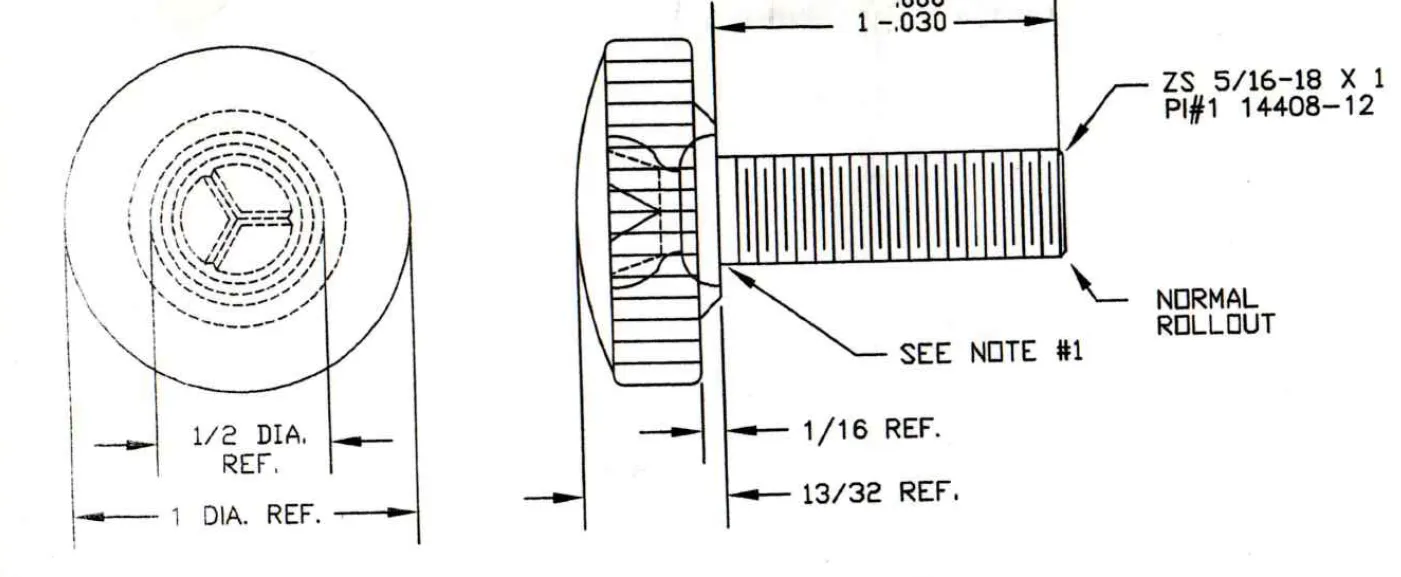  Knurled grip knobs #242 Dimension