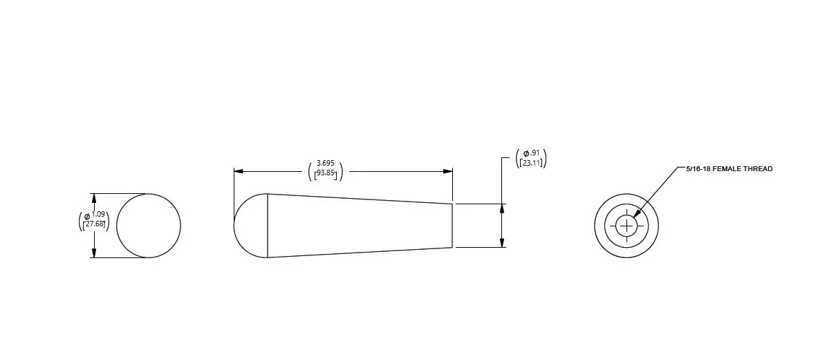 Tapered Handles #2790 Dimension