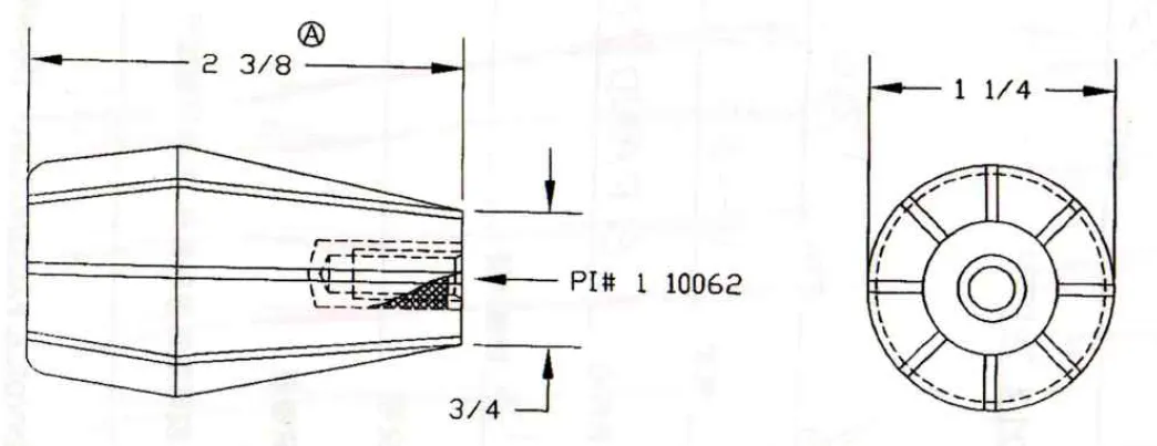 Tapered Handle #425 Diemension