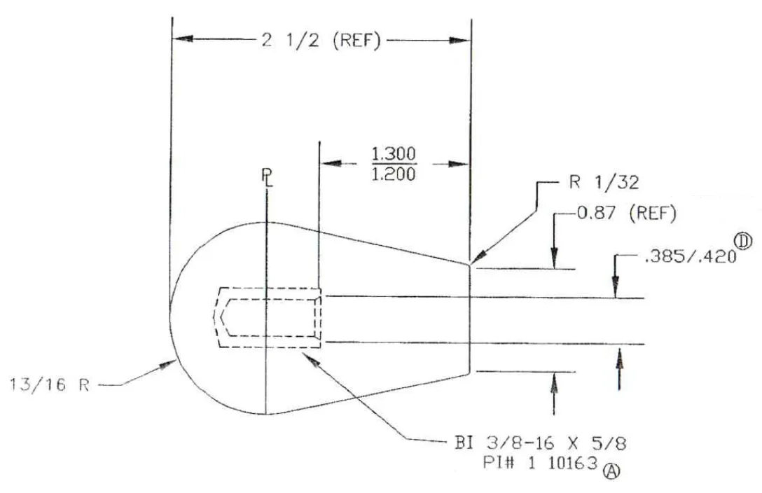 Tapered Handle #459 Dimension