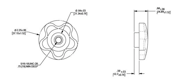 Strar knob-Insert type#490 Dimension