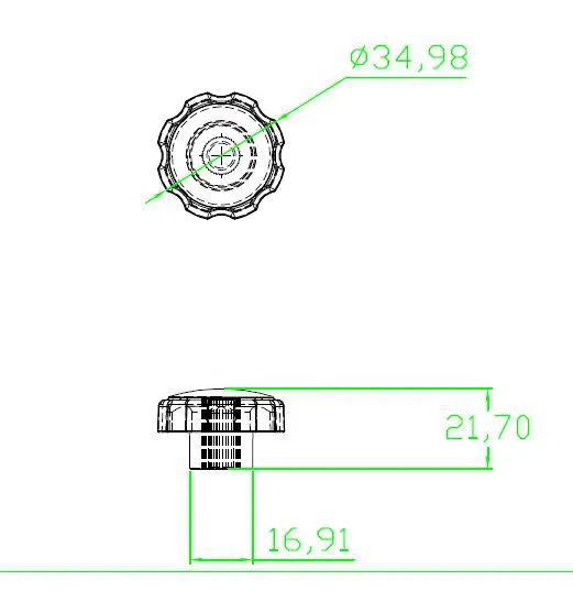 Lobe Knob #6802 Dimension