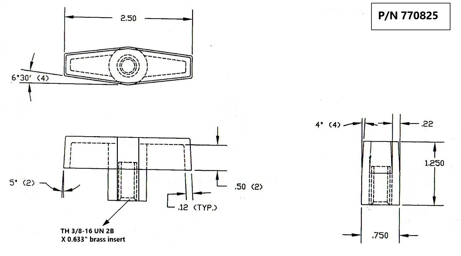 Wing Knobs #470 Dimension